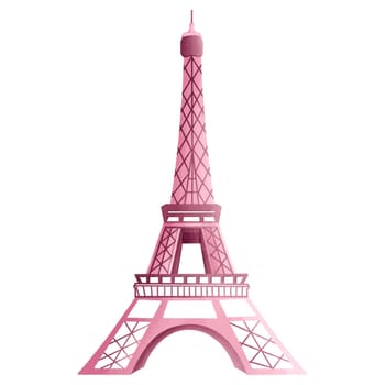 Pink Eifffel Tower Watercolor Clipart PNG . Paris In Love with pink pastel Eiffel Tower for romantic design element, love art, wedding watercolor illustration.