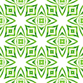 Green geometric chevron watercolor border. Green fetching boho chic summer design. Chevron watercolor pattern. Textile ready gorgeous print, swimwear fabric, wallpaper, wrapping.