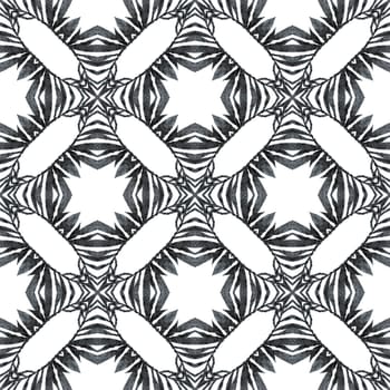 Organic tile. Black and white good-looking boho chic summer design. Trendy organic green border. Textile ready fair print, swimwear fabric, wallpaper, wrapping.