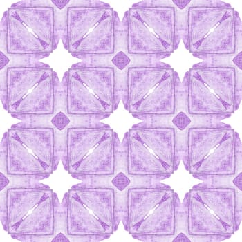 Textile ready magnificent print, swimwear fabric, wallpaper, wrapping. Purple incredible boho chic summer design. Green geometric chevron watercolor border. Chevron watercolor pattern.