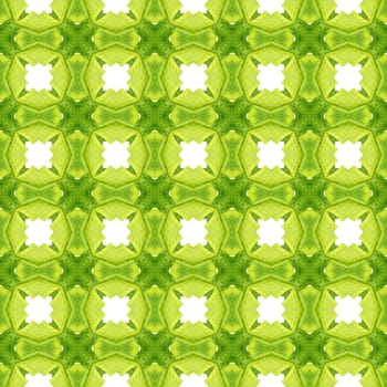 Mosaic seamless pattern. Green sublime boho chic summer design. Hand drawn green mosaic seamless border. Textile ready curious print, swimwear fabric, wallpaper, wrapping.