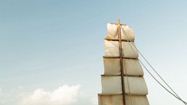 Tiered sail against the sky space for text. High quality photo