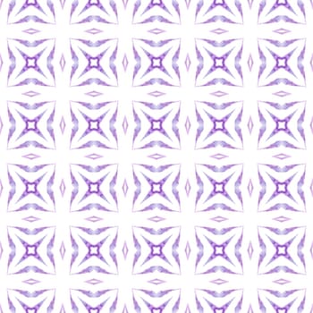 Ikat repeating swimwear design. Purple brilliant boho chic summer design. Watercolor ikat repeating tile border. Textile ready trending print, swimwear fabric, wallpaper, wrapping.