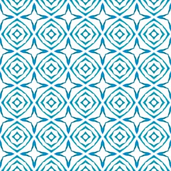 Medallion seamless pattern. Blue impressive boho chic summer design. Watercolor medallion seamless border. Textile ready pleasant print, swimwear fabric, wallpaper, wrapping.