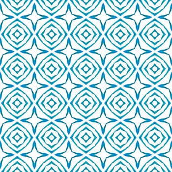 Medallion seamless pattern. Blue impressive boho chic summer design. Watercolor medallion seamless border. Textile ready pleasant print, swimwear fabric, wallpaper, wrapping.