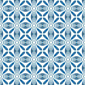 Summer exotic seamless border. Blue trending boho chic summer design. Textile ready exceptional print, swimwear fabric, wallpaper, wrapping. Exotic seamless pattern.