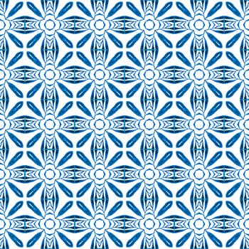 Summer exotic seamless border. Blue trending boho chic summer design. Textile ready exceptional print, swimwear fabric, wallpaper, wrapping. Exotic seamless pattern.