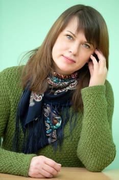 Belarus, Gomil city, December 31, 2021.Secondary school.Vertical portrait of a middle-aged woman.