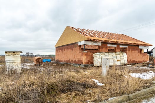 construction of a family house in the countryside. High quality photo