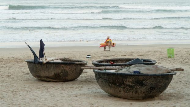 Round Vietnamese Boats Fishing Baskets. High quality photo
