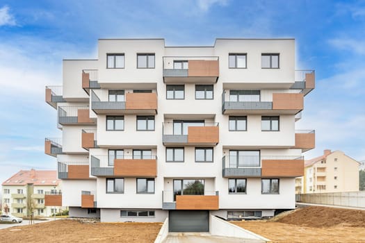 new construction of an apartment building in the city. High quality photo