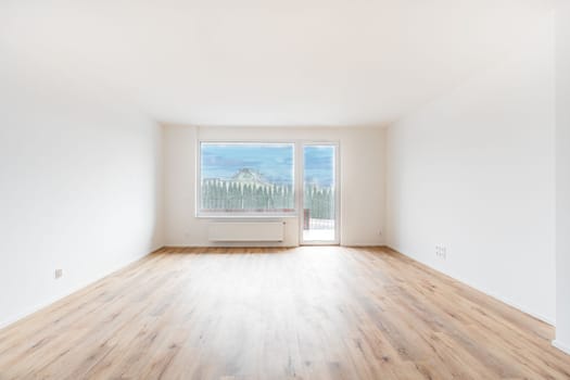 new empty room with window in residential house. High quality photo