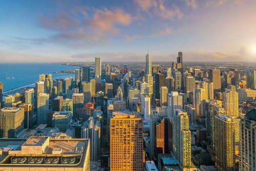Chicago downtown skyline cityscape of  Illinois, USA