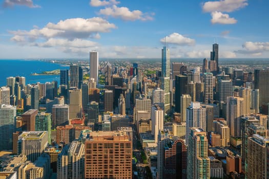Chicago downtown skyline cityscape of  Illinois, USA