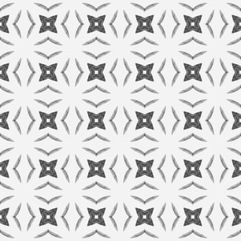 Ikat repeating swimwear design. Black and white magnetic boho chic summer design. Textile ready extraordinary print, swimwear fabric, wallpaper, wrapping. Watercolor ikat repeating tile border.