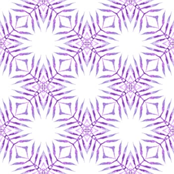 Textile ready sightly print, swimwear fabric, wallpaper, wrapping. Purple authentic boho chic summer design. Watercolor summer ethnic border pattern. Ethnic hand painted pattern.