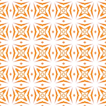 Ethnic hand painted pattern. Orange indelible boho chic summer design. Watercolor summer ethnic border pattern. Textile ready fine print, swimwear fabric, wallpaper, wrapping.