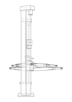 Car lift stand tower on white. 3d illustration