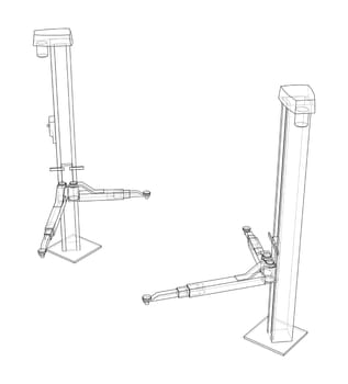 Car lift stand tower on white. 3d illustration