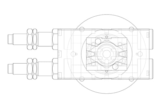 Abstract industry object concept. 3d illustration. Wire-frame style