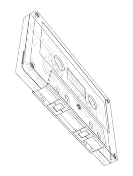 Cassette tape on white background. 3d illustration