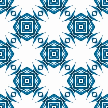 Textile ready neat print, swimwear fabric, wallpaper, wrapping. Blue rare boho chic summer design. Oriental arabesque hand drawn border. Arabesque hand drawn design.