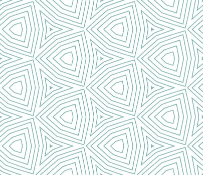 Mosaic seamless pattern. Turquoise symmetrical kaleidoscope background. Retro mosaic seamless design. Textile ready incredible print, swimwear fabric, wallpaper, wrapping.