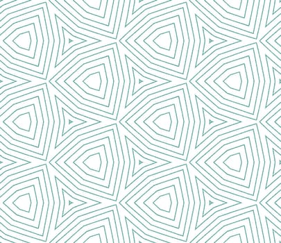 Mosaic seamless pattern. Turquoise symmetrical kaleidoscope background. Retro mosaic seamless design. Textile ready incredible print, swimwear fabric, wallpaper, wrapping.