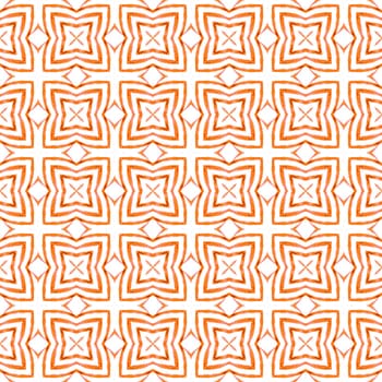Textile ready nice print, swimwear fabric, wallpaper, wrapping. Orange classy boho chic summer design. Hand painted tiled watercolor border. Tiled watercolor background.