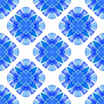 Textile ready tempting print, swimwear fabric, wallpaper, wrapping. Blue juicy boho chic summer design. Summer exotic seamless border. Exotic seamless pattern.