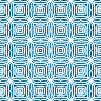 Hand painted tiled watercolor border. Blue pretty boho chic summer design. Tiled watercolor background. Textile ready creative print, swimwear fabric, wallpaper, wrapping.