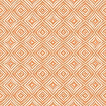 Chevron stripes design. Orange symmetrical kaleidoscope background. Geometric chevron stripes pattern. Textile ready sublime print, swimwear fabric, wallpaper, wrapping.