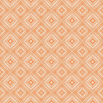 Chevron stripes design. Orange symmetrical kaleidoscope background. Geometric chevron stripes pattern. Textile ready sublime print, swimwear fabric, wallpaper, wrapping.