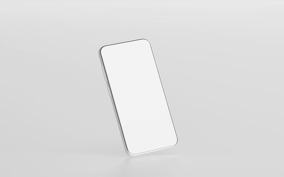 Minimal empty screen smartphone mockup on white background, 3d rendering
