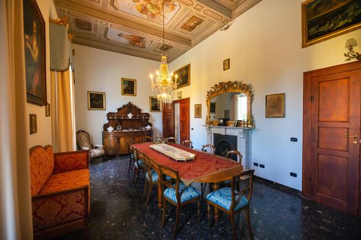 October 12, 2018.Interior inside the Villa Graziani near the town of Vada in the Tuscan region.Tuscany.Italy.