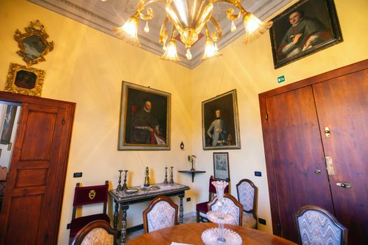 October 12, 2018.Interior inside the Villa Graziani near the town of Vada in the Tuscan region.Tuscany.Italy.