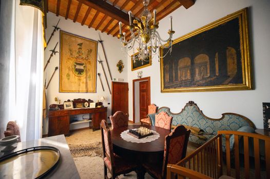 October 12, 2018.Interior inside the Villa Graziani near the town of Vada in the Tuscan region.Tuscany.Italy.