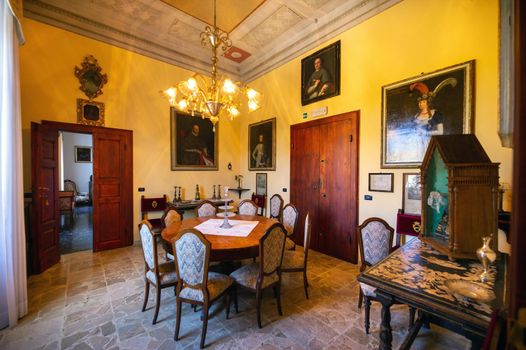 October 12, 2018.Interior inside the Villa Graziani near the town of Vada in the Tuscan region.Tuscany.Italy.