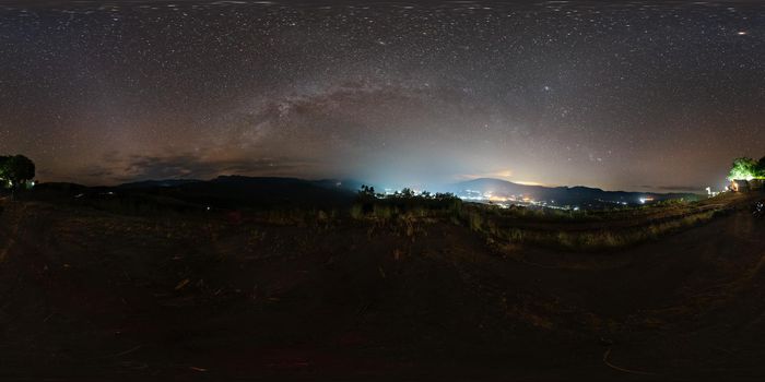 vr360 outer milky way night sky Mon Muen Mak, Chiang Mai, Thailand