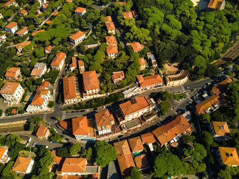 Top view of the city and the promenade located in Castiglioncello in Tuscany. Italy, Livorno.