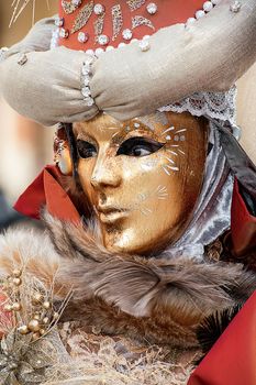 VENICE, ITALY - Febrary 5 2018: The masks of the Venice carnival 2018