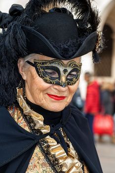 VENICE, ITALY - Febrary 5 2018: The masks of the Venice carnival 2018