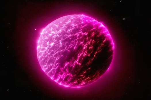 Beautiful magenta planet, colored exoplanet is the resident of Virgo constellation, glowing with heat. Amazing pink planet in space with stars. Elements of this image furnished by NASA. download image