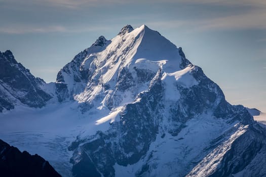 Bernina and Palu mountain range with glaciers in the Swiss Alps, Engadine, Switzerland