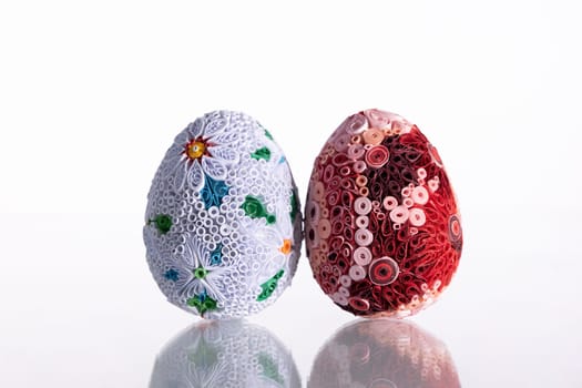 Original and one-of-a-kind Easter eggs handmade by an artist. Christian holidays and its symbols and decorations.