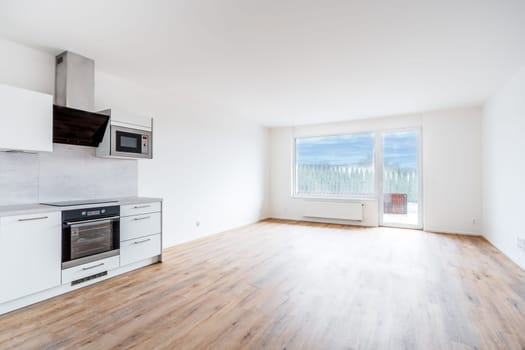new empty room with window in residential house. High quality photo
