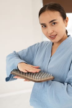 Portrait of asian woman with sadhu boards