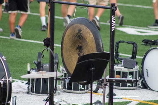 High school band drums on the football field . High quality photo