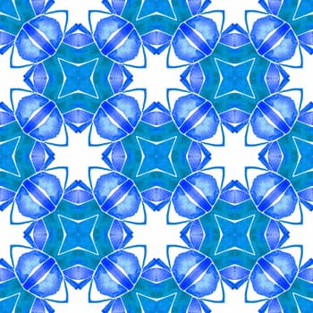 Ethnic hand painted pattern. Blue Actual boho chic summer design. Watercolor summer ethnic border pattern. Textile ready awesome print, swimwear fabric, wallpaper, wrapping.