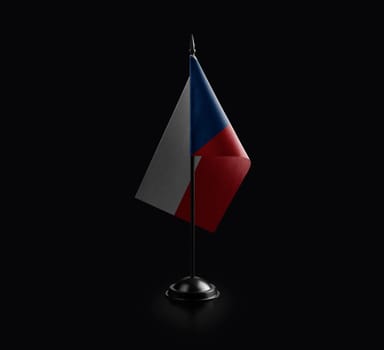 Small national flag of the Czechia on a black background.